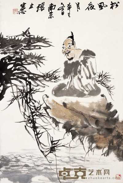 张友宪 辛巳（2001年）作 松风夜月 镜心 68×45cm
